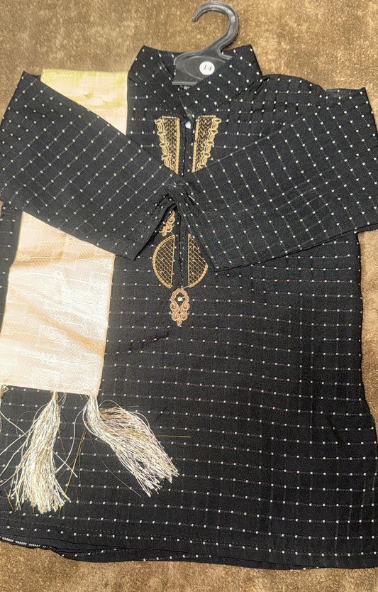 Boy Kurta Shalwar (2Y) with Gold Scarf