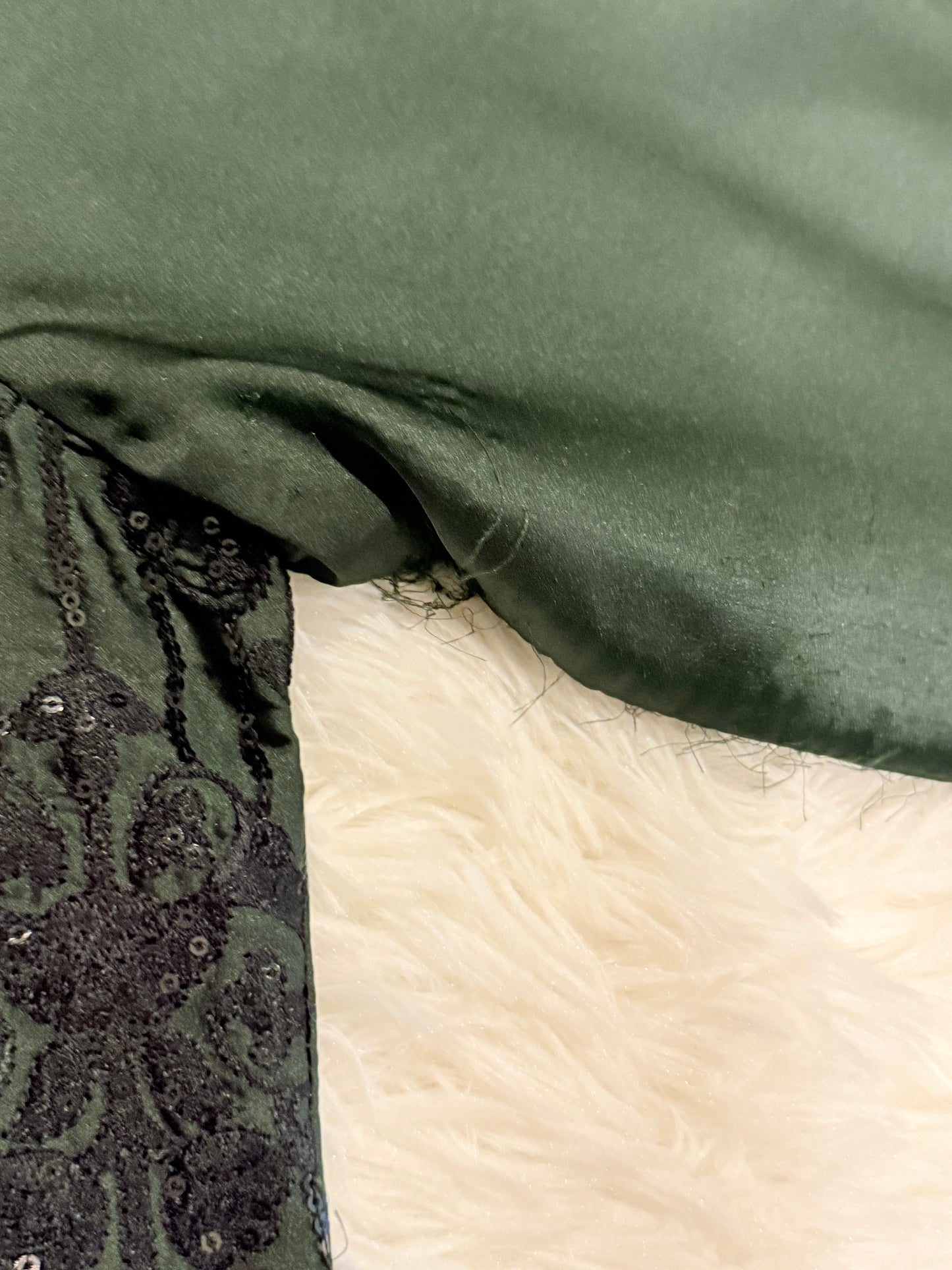 Limelight Bottle Green Silk Suit with Black Embroidery and Embellishments
