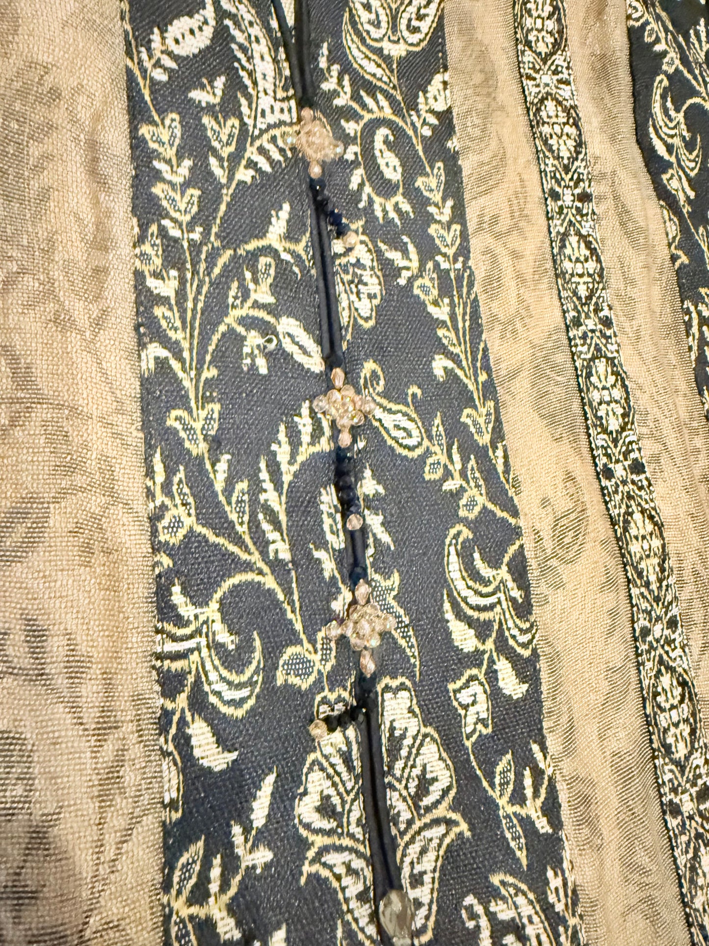 Chinyere Back Cotton Silk shirt with Elegant Jewels on neckline