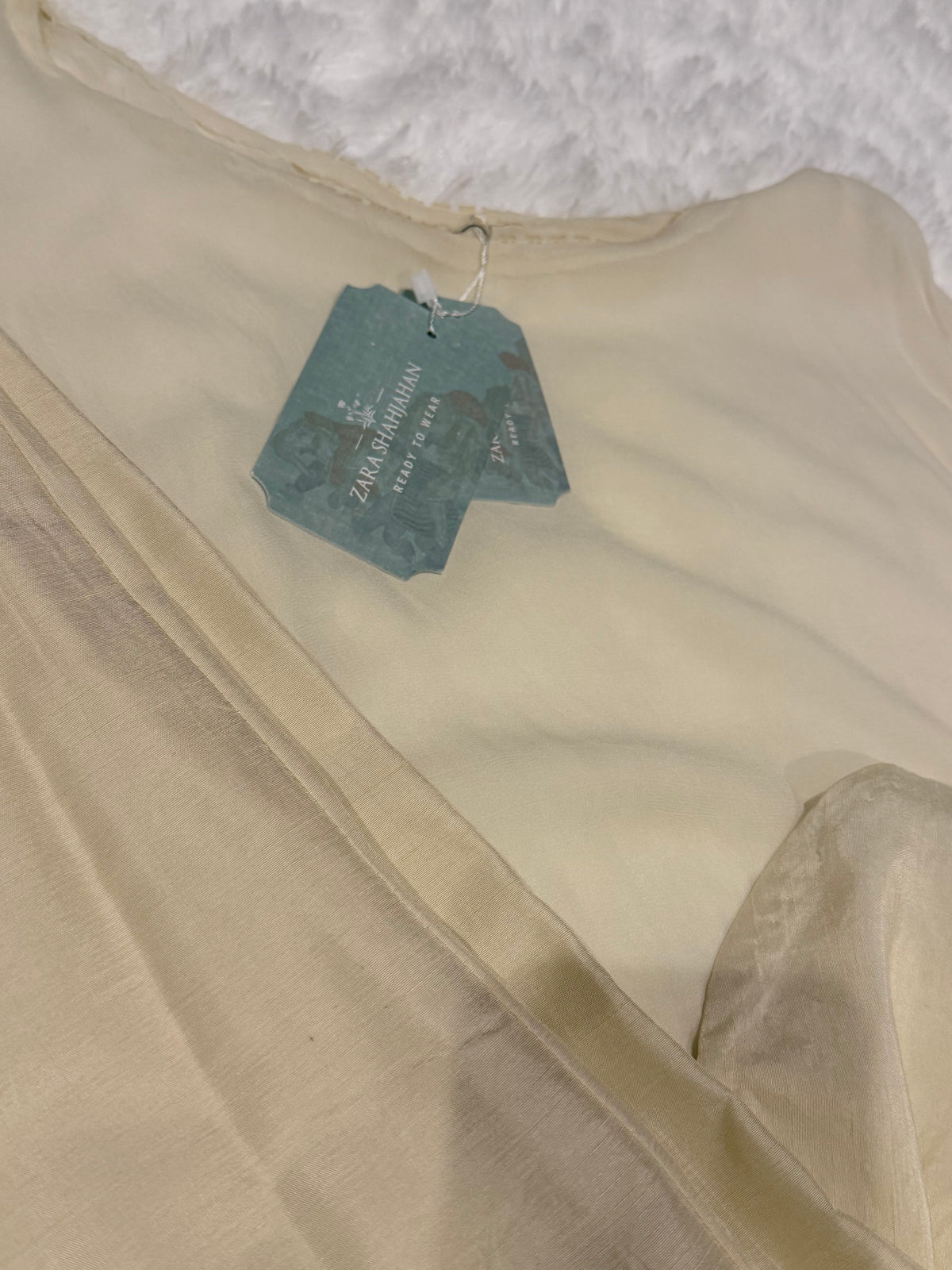 Zara Shajahan Poncho Style Long Shirt with Wide Leg Embroidered Silk Pants.