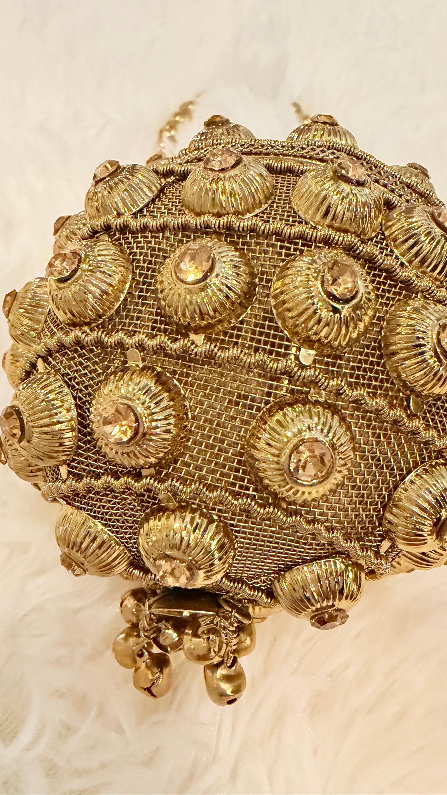 Metallic Evening Bag/Clutch with Beaded Strap