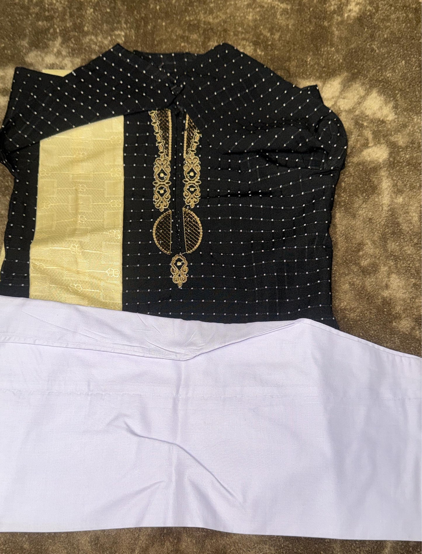 Boy Kurta Shalwar (2Y) with Gold Scarf