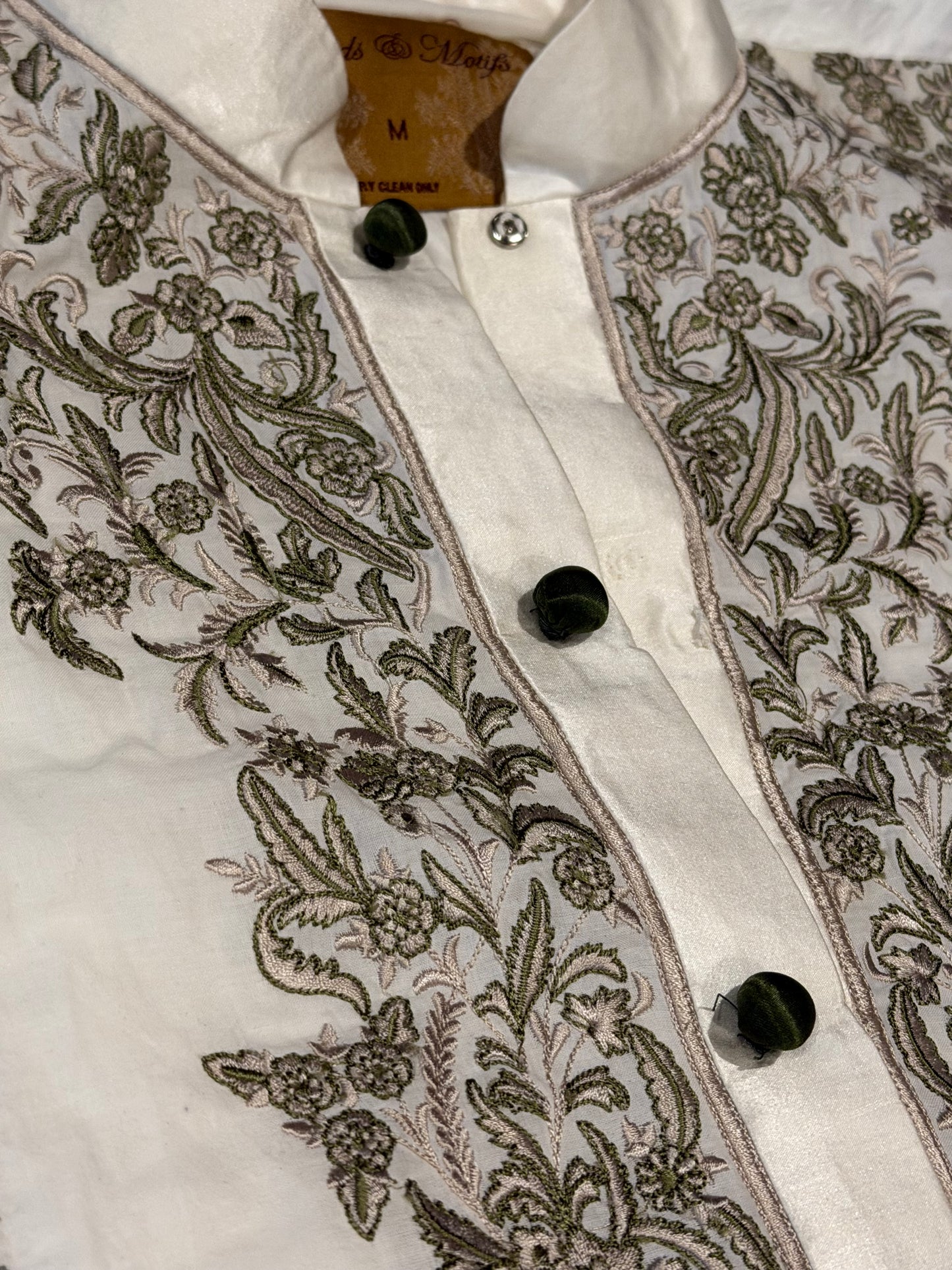 Threads & Motifs A-line soft cotton blend material with Green & Pink Embroidery.