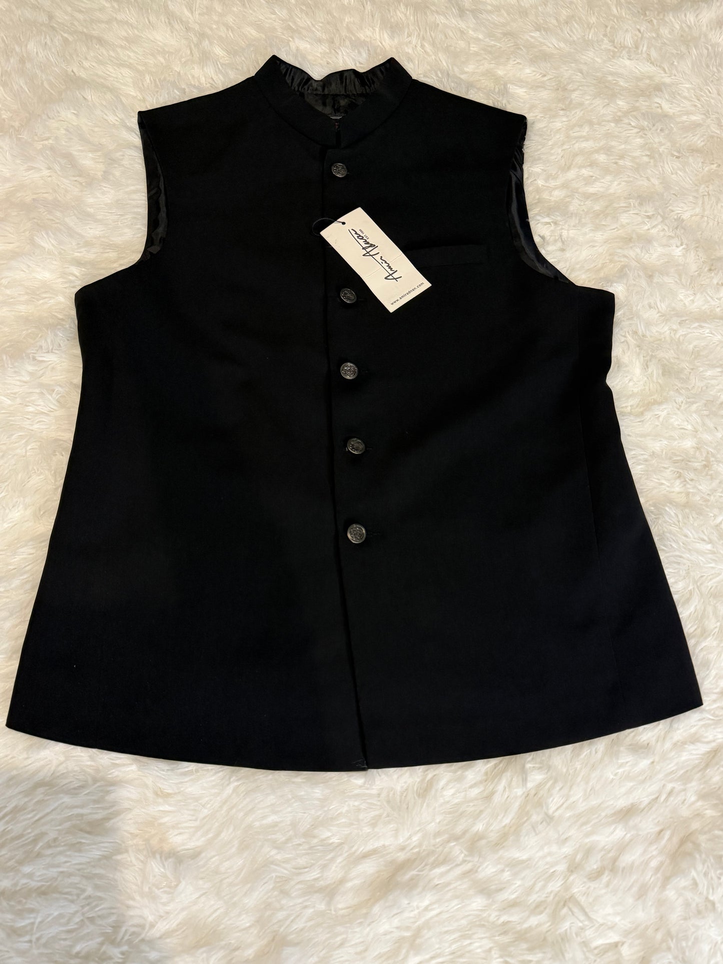 Amir Adnan Black Waistcoat with Black Buttons