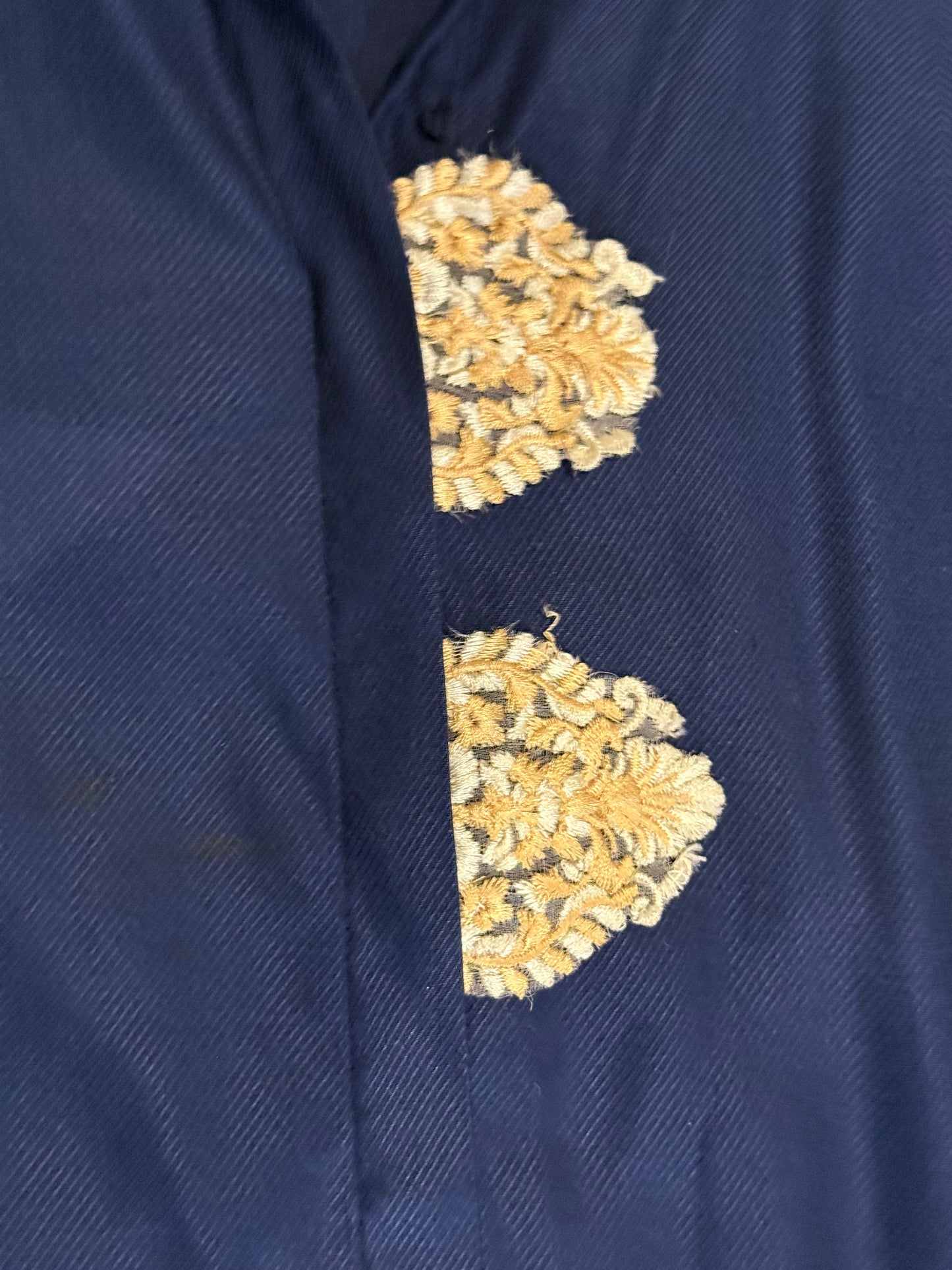 Asifa Nabeel Navy overlap style shirt with Golden Brown Embroidery and Half Lace Sleeves