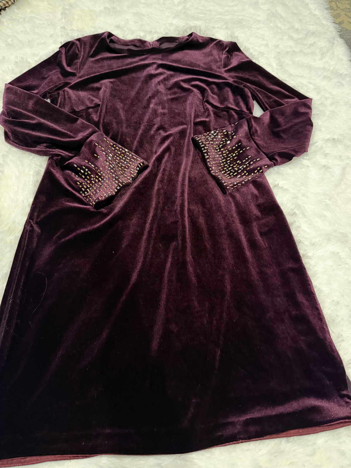 Deep Purple Shirt with Embellished sleeves