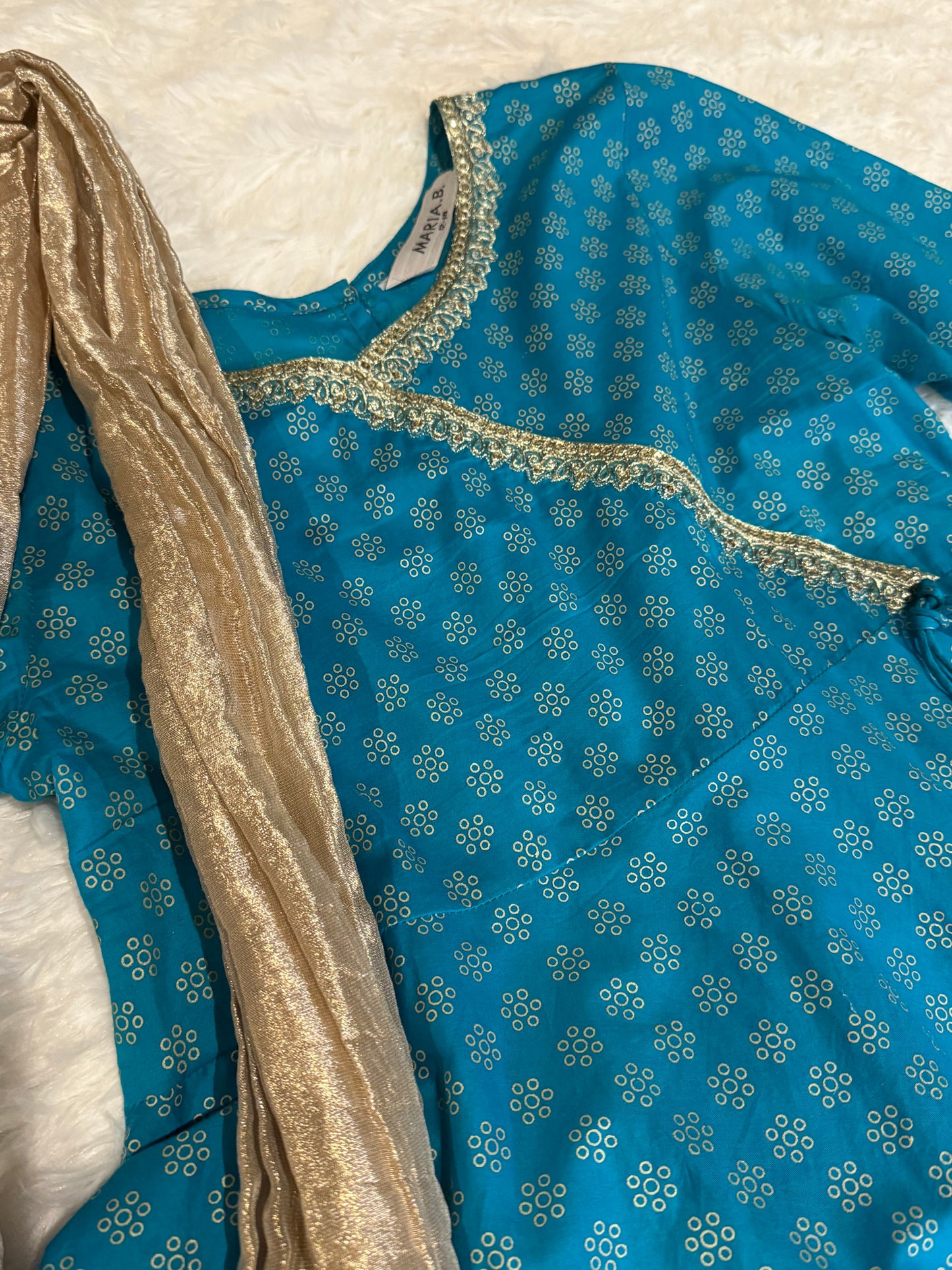 Maria B Blue Gharara Suit with Dupatta Cotton