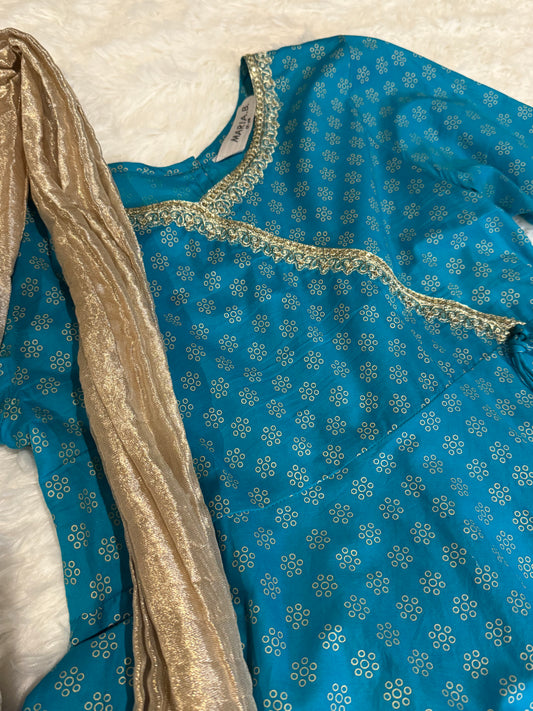 Maria B Blue Gharara Suit with Dupatta Cotton