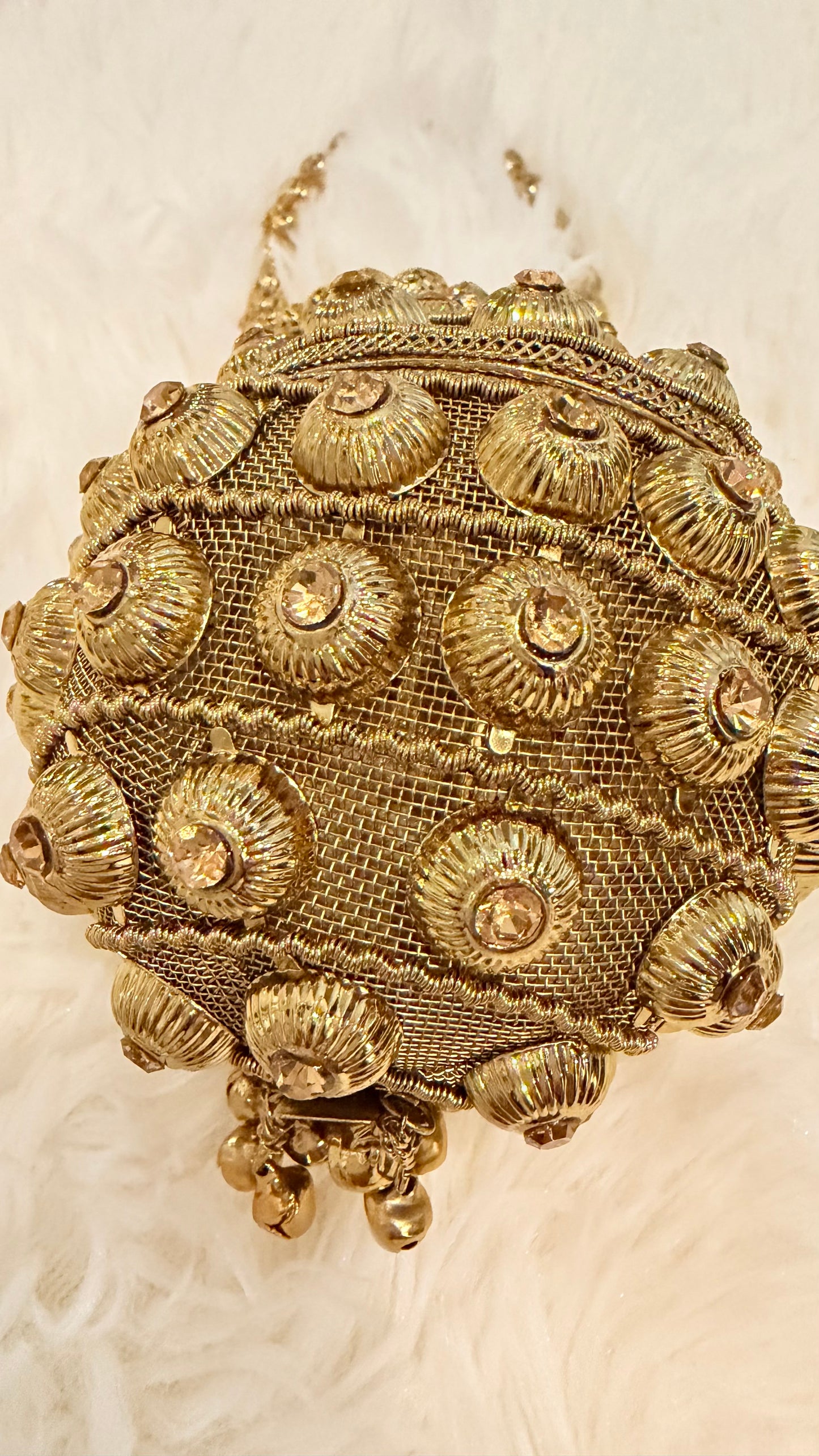 Metallic Evening Bag/Clutch with Beaded Strap