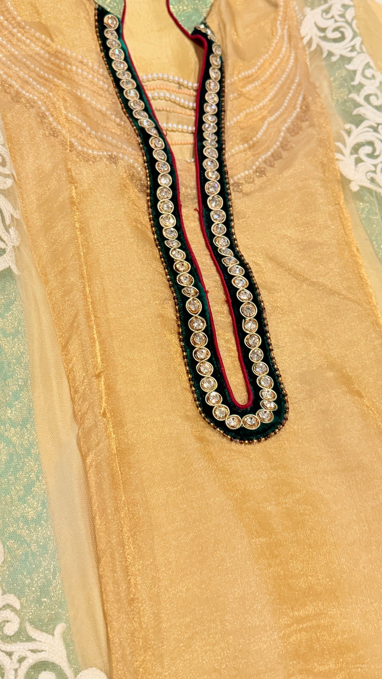 Asifa & Nabeel Chiffon Double Shirt with Beaded Embroidery on inside shirt