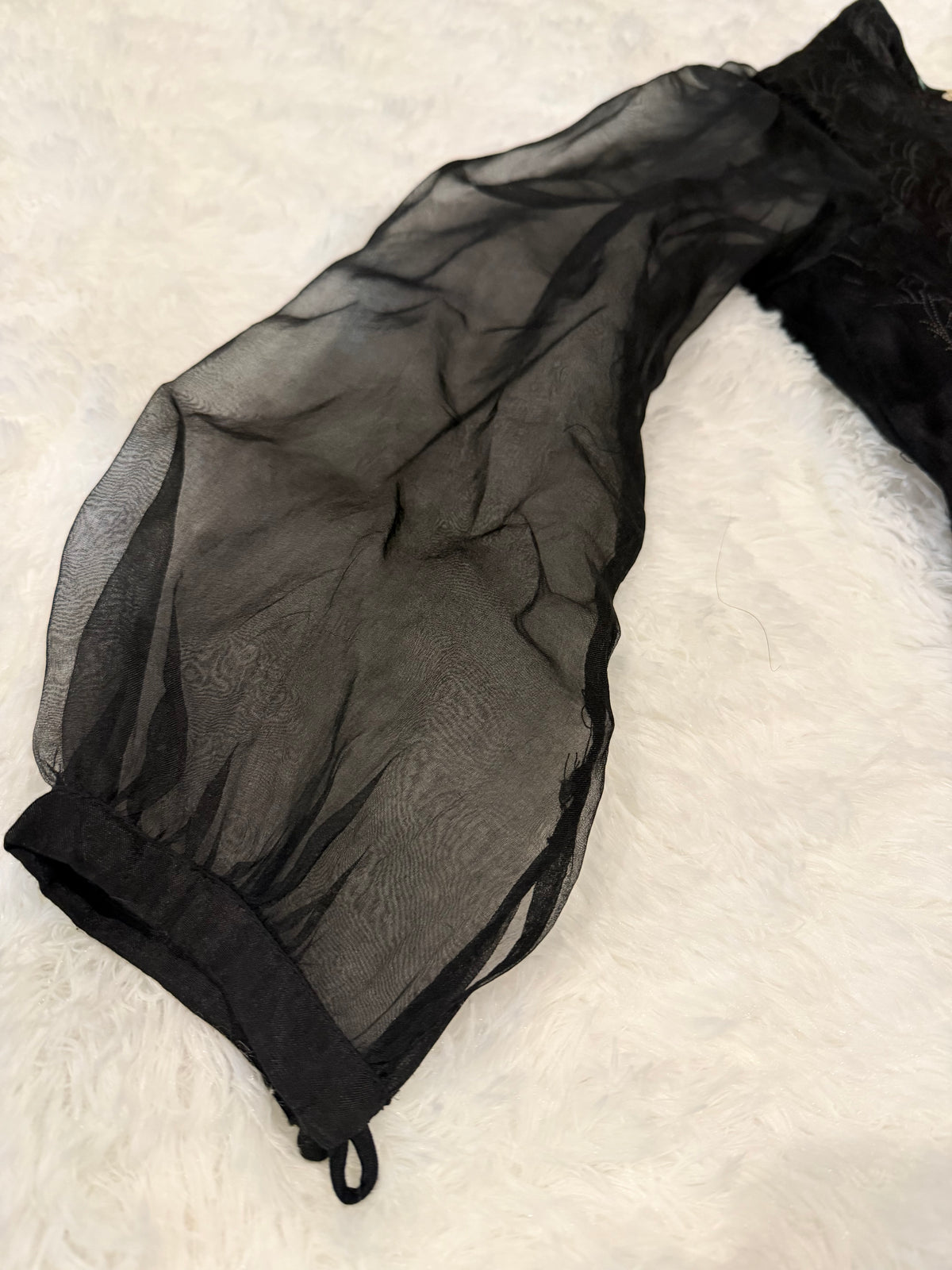 Chinyere Black A-Line Organza/Net Shirt with Heavy embroidery on neckline