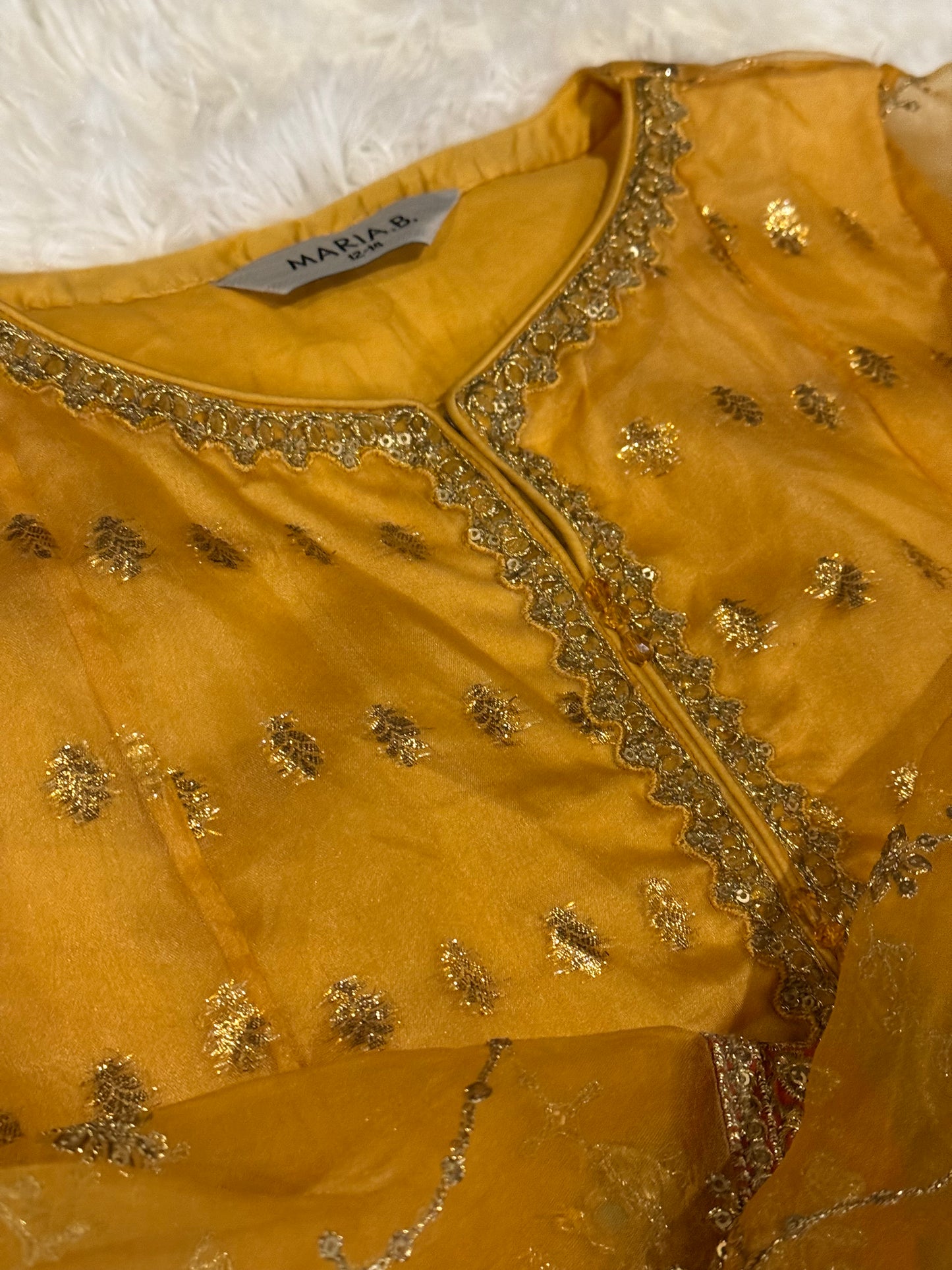 Maria B Yellow Sharara Suit with Dupatta (Girls)