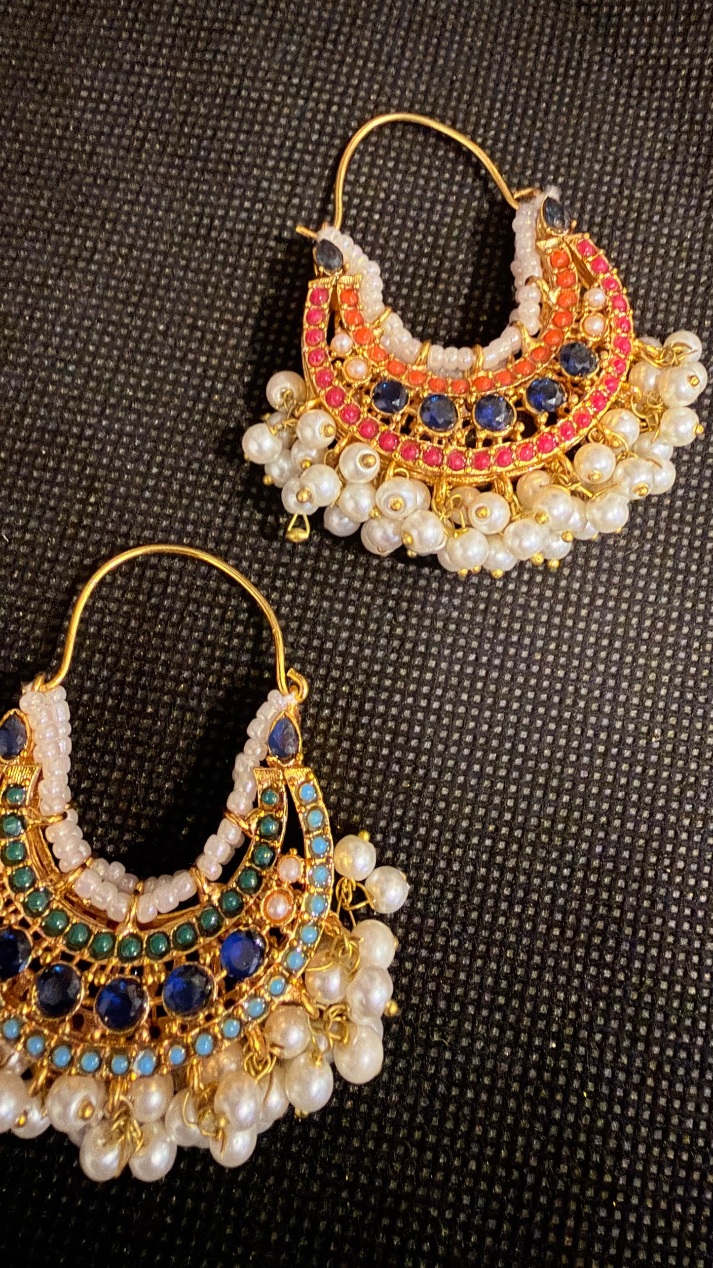 Crystal and Pearl Double Sided Traditional Earrings