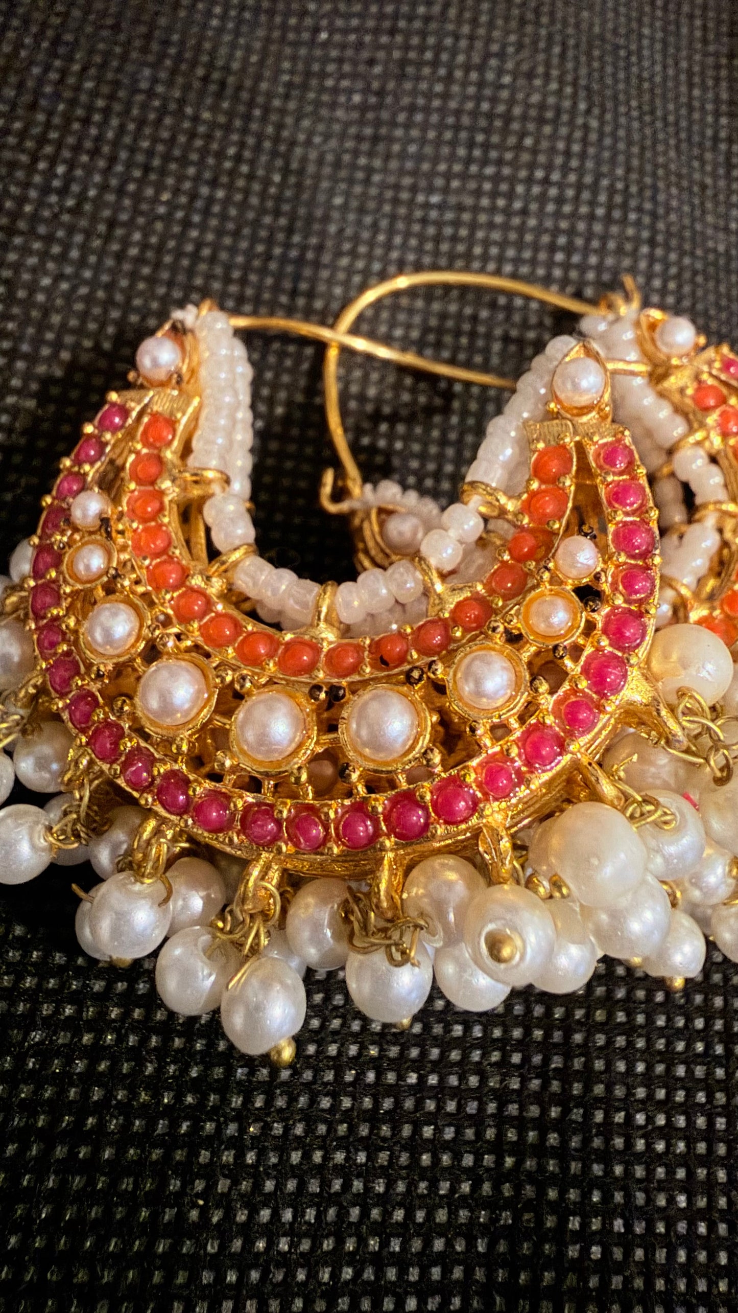 Crystal and Pearl Double Sided Traditional Earrings