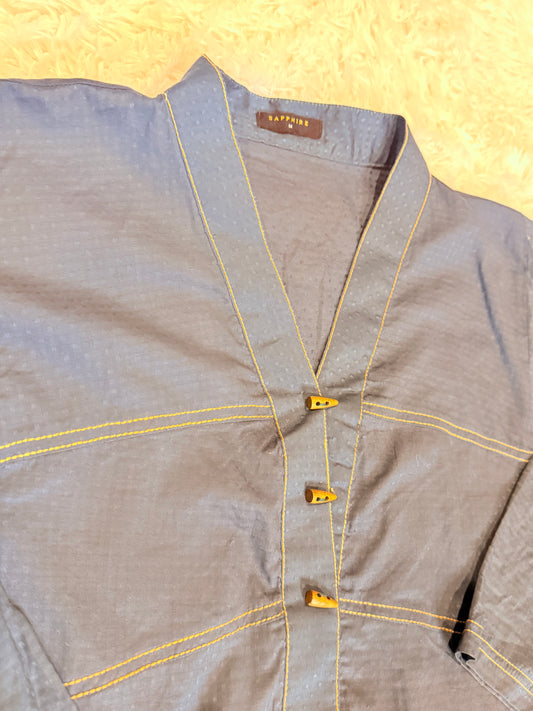 Sapphire Dark Green Shirt with Yellow Embroidery