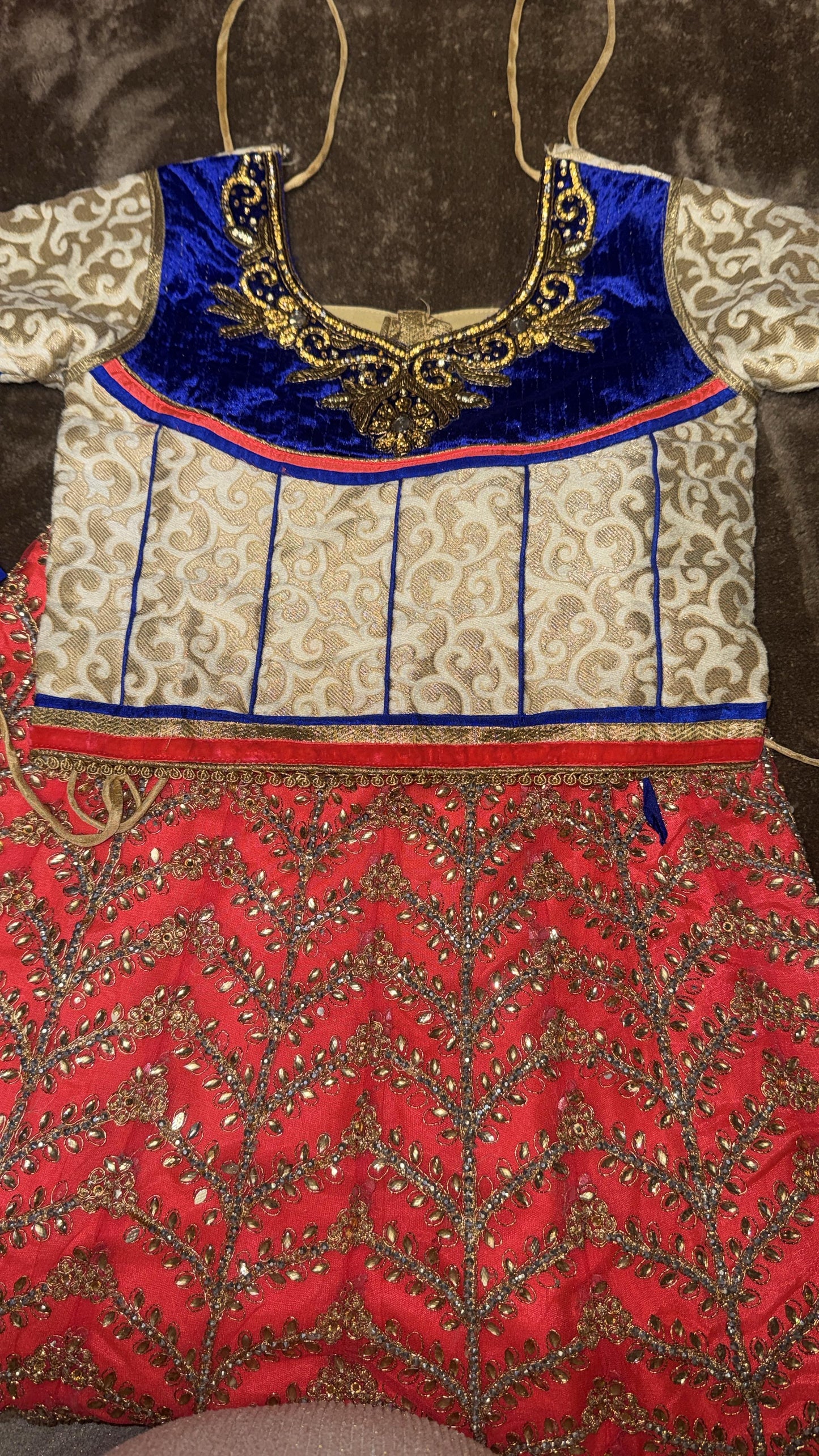 Girls lehnga choli- 8 years old, Pink and Blue with Gold Embellishments