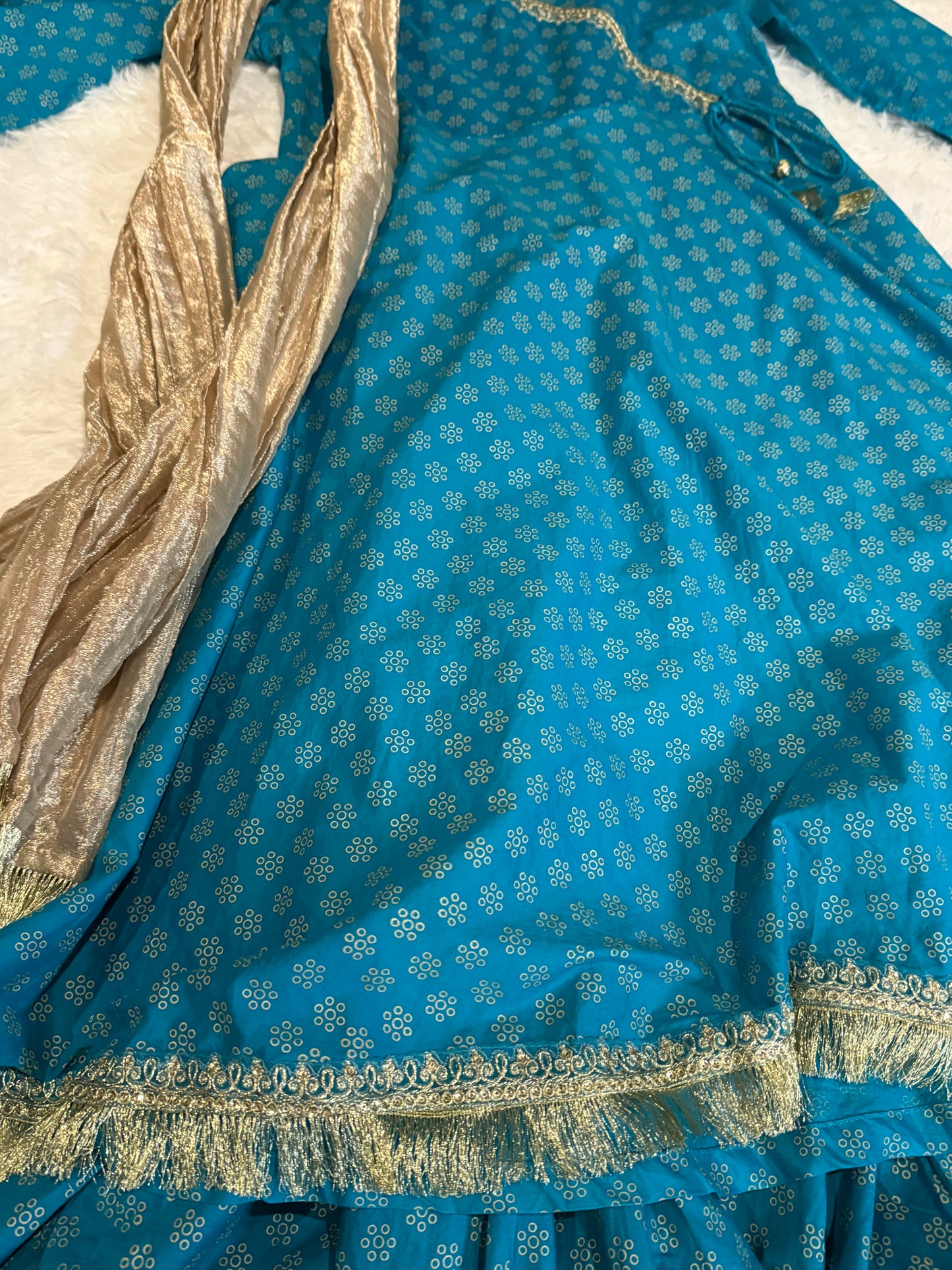 Maria B Blue Gharara Suit with Dupatta Cotton