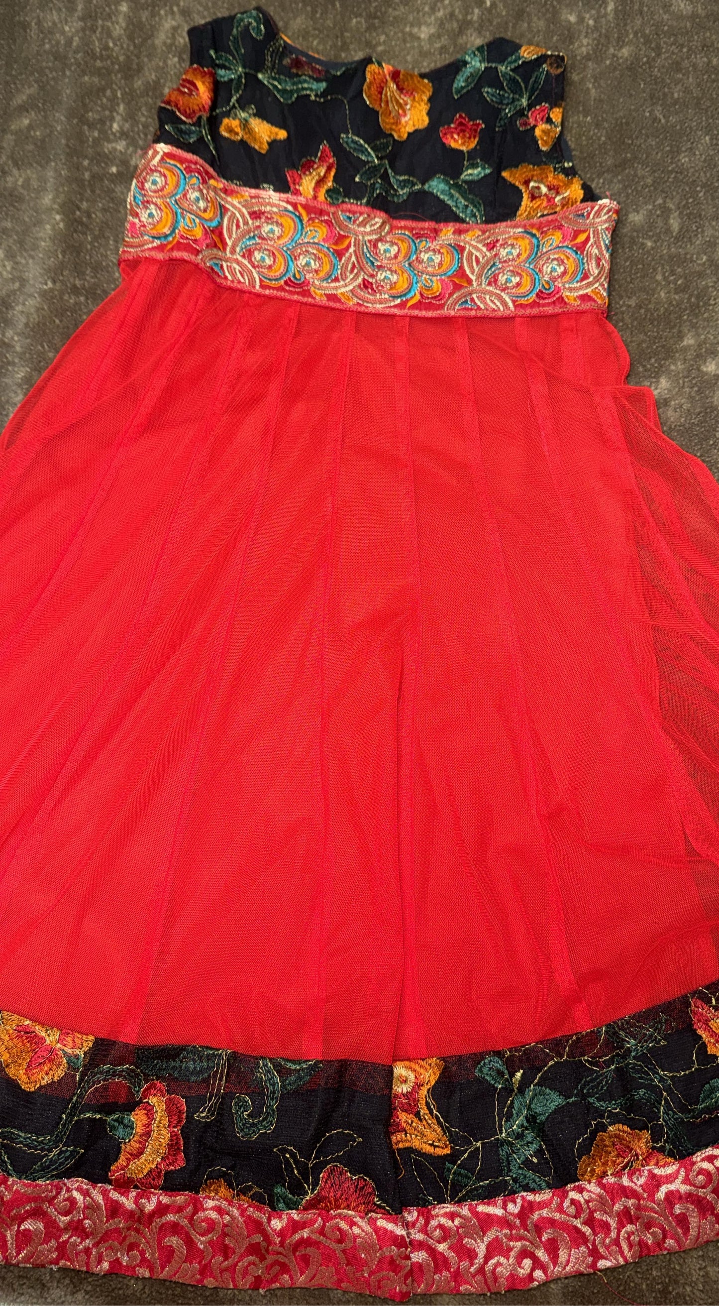 Girls Anarkali Style Dress with Embroidery - 5 Yr Old