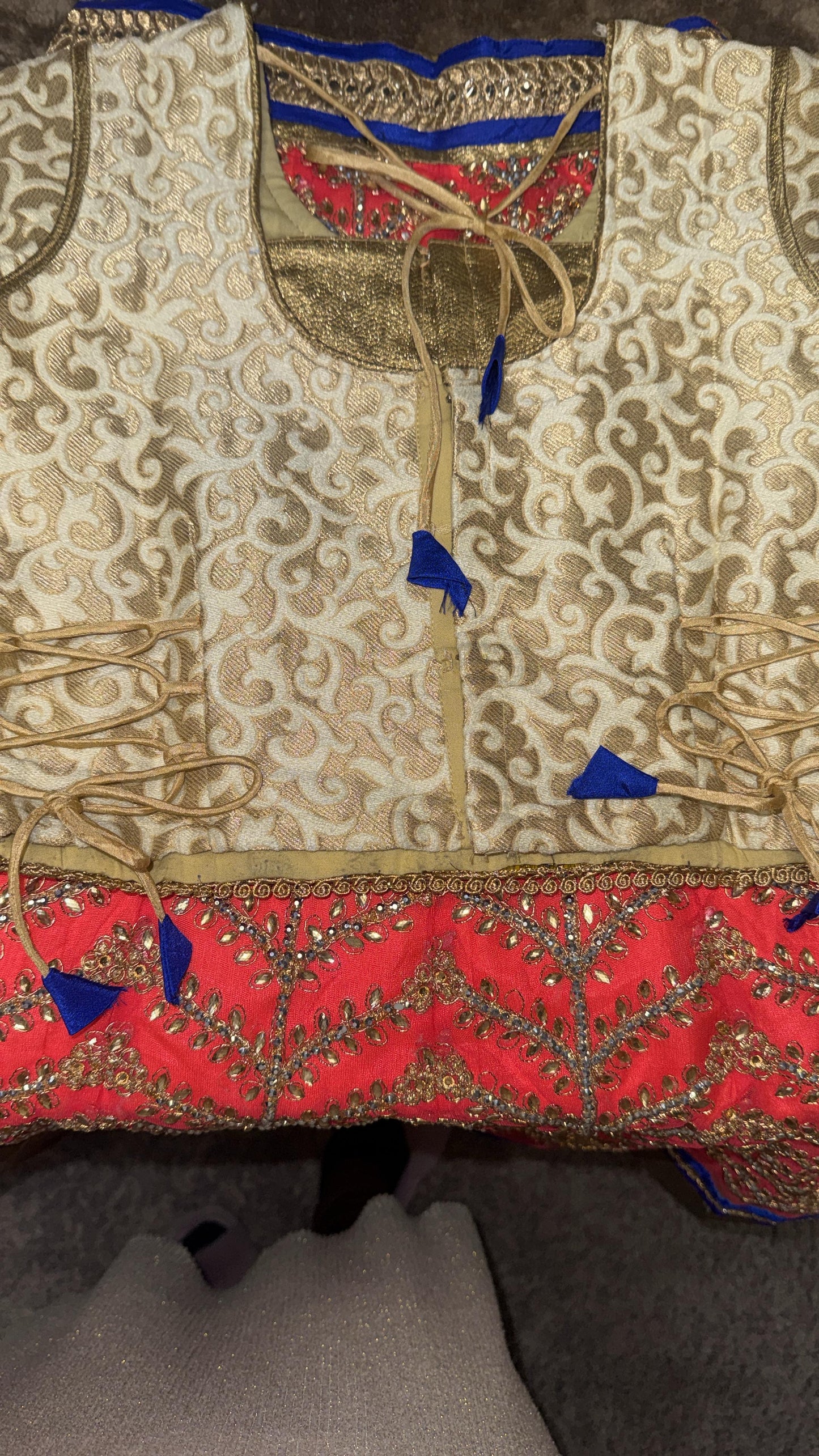 Girls lehnga choli- 8 years old, Pink and Blue with Gold Embellishments