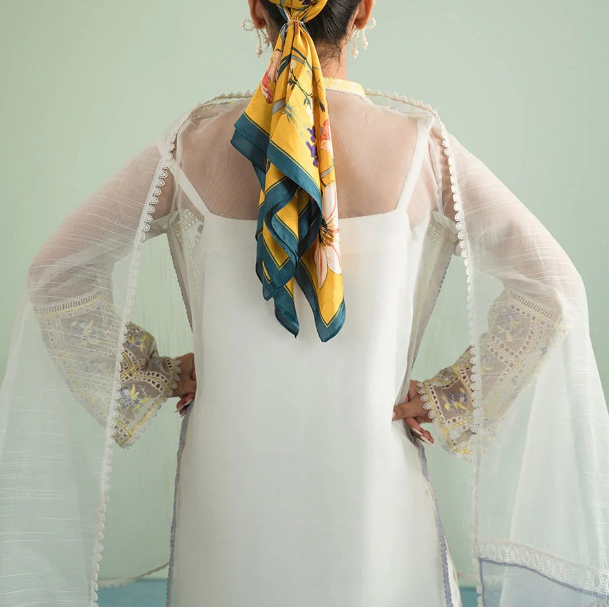 Vanya Off-White Embroidered Shirt with Lace details