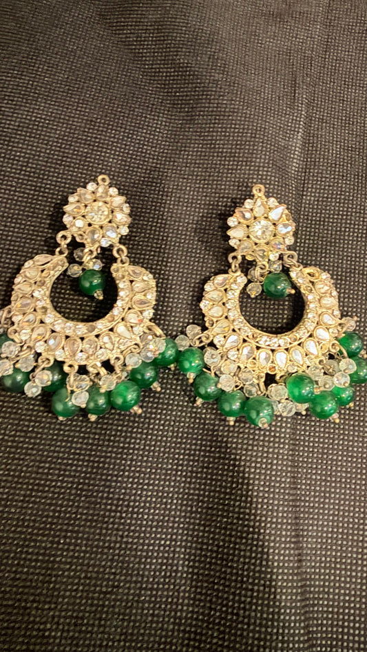 Crystal and Pearl adorned Jhumka's/Earrings