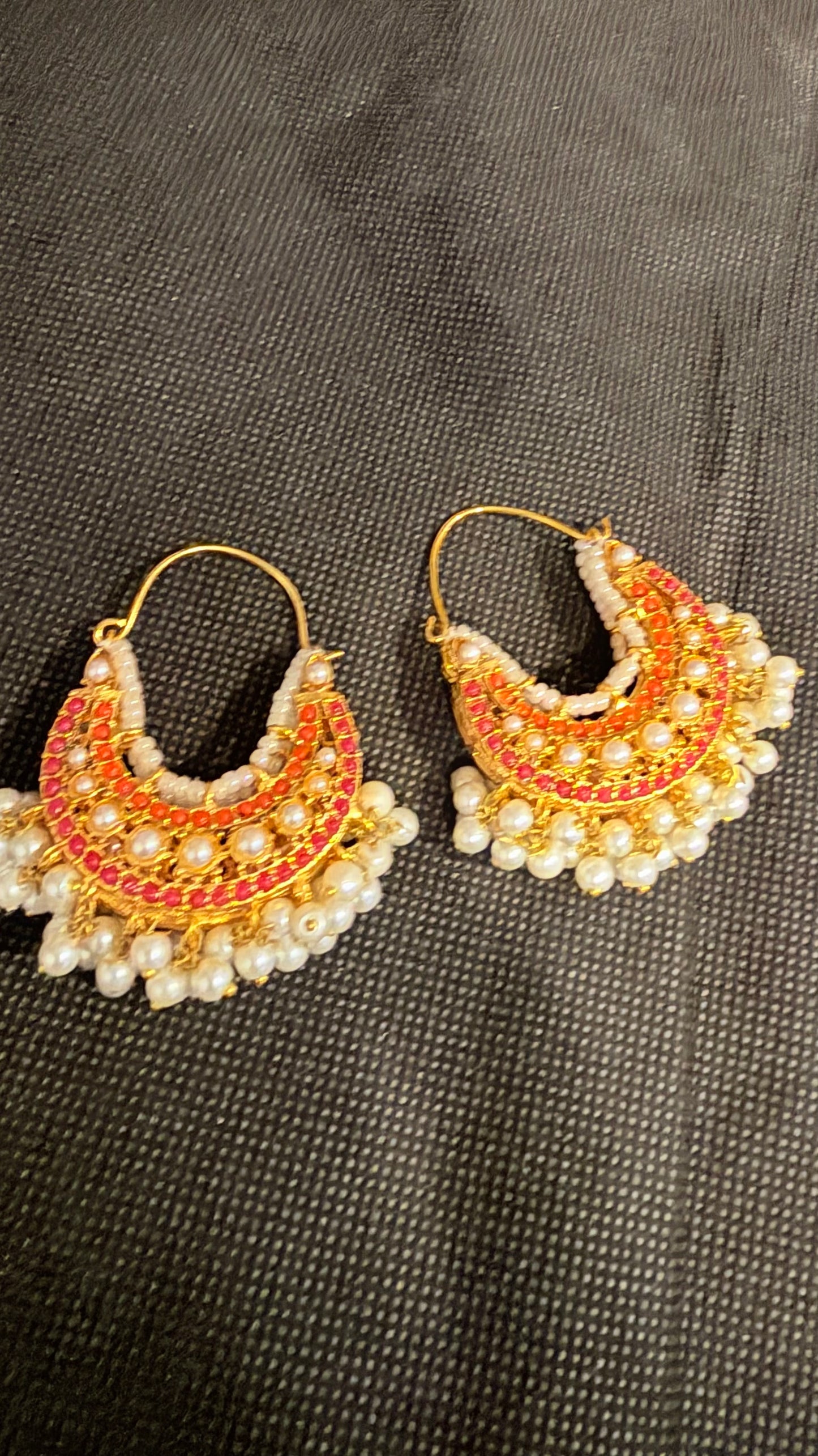 Crystal and Pearl Double Sided Traditional Earrings