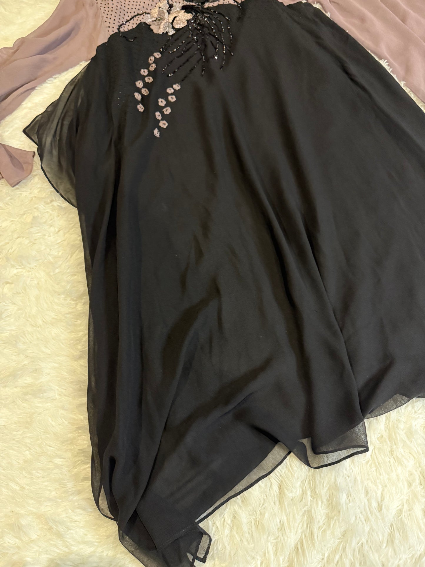 Chinyere Georgette Shirt with Beautiful Purple and Black Embroidery & Sequins