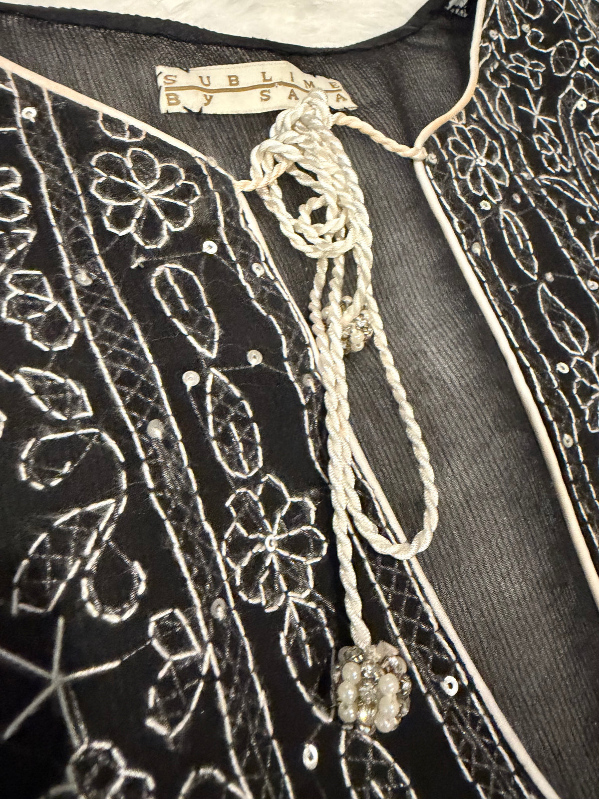 Sublime by Sara Chiffon Shirt with Shadow Work and Sequins throughout the front