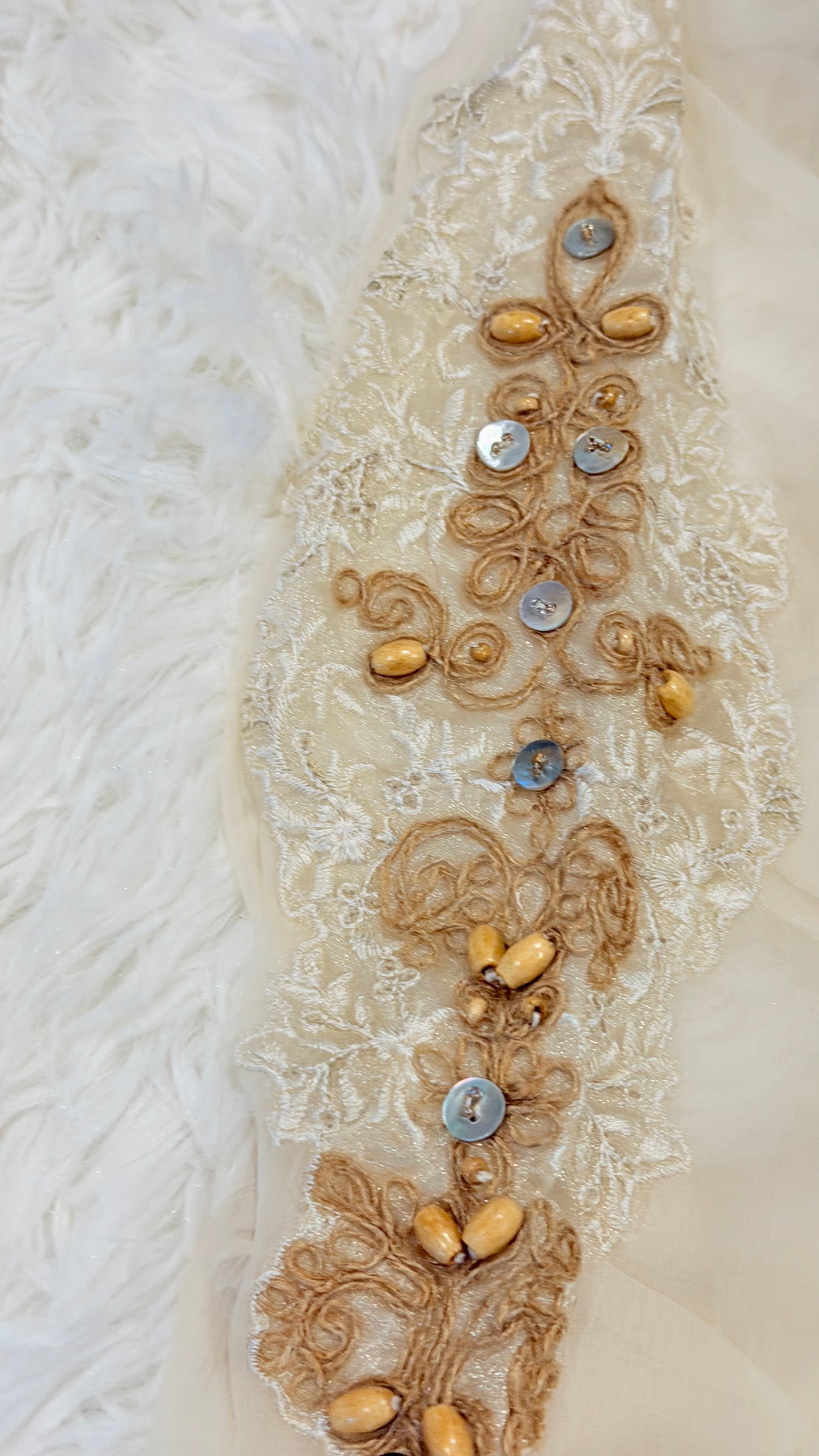 Maria B Cotton Net Cream Shirt with Emboirdery on front and Chiffon Balloon Sleeves with Embroidery on the side.