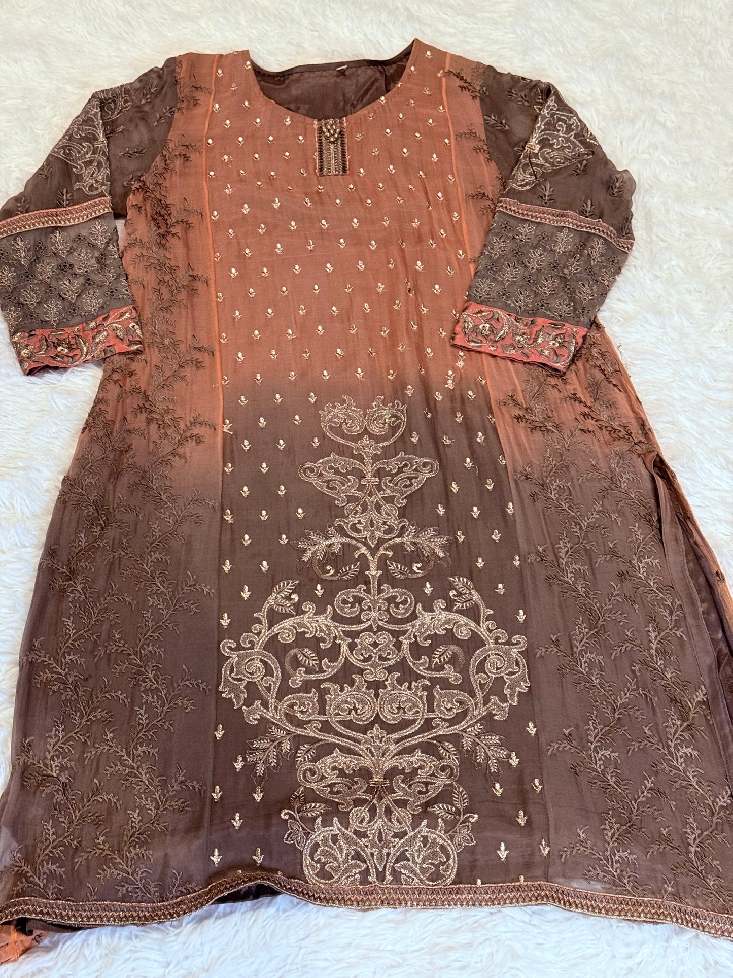 Baroque Chiffon Heavily Embroidered Shirt with Pants and Full Dupatta