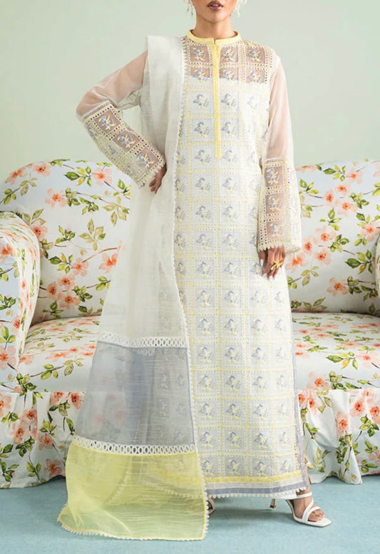 Vanya Off-White Embroidered Shirt with Lace details