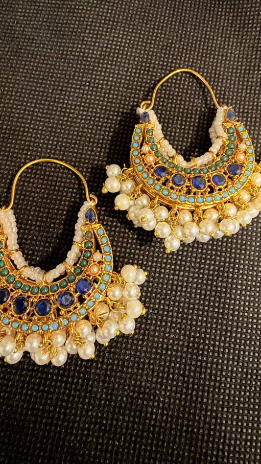 Crystal and Pearl Double Sided Traditional Earrings