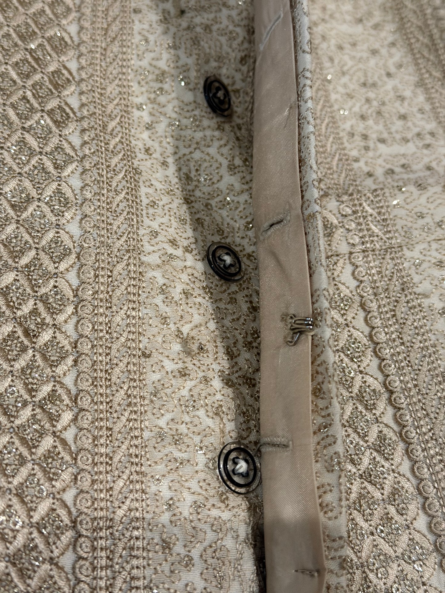Golden & Cream Color Sherwani with Thread and Sequin Embellishments
