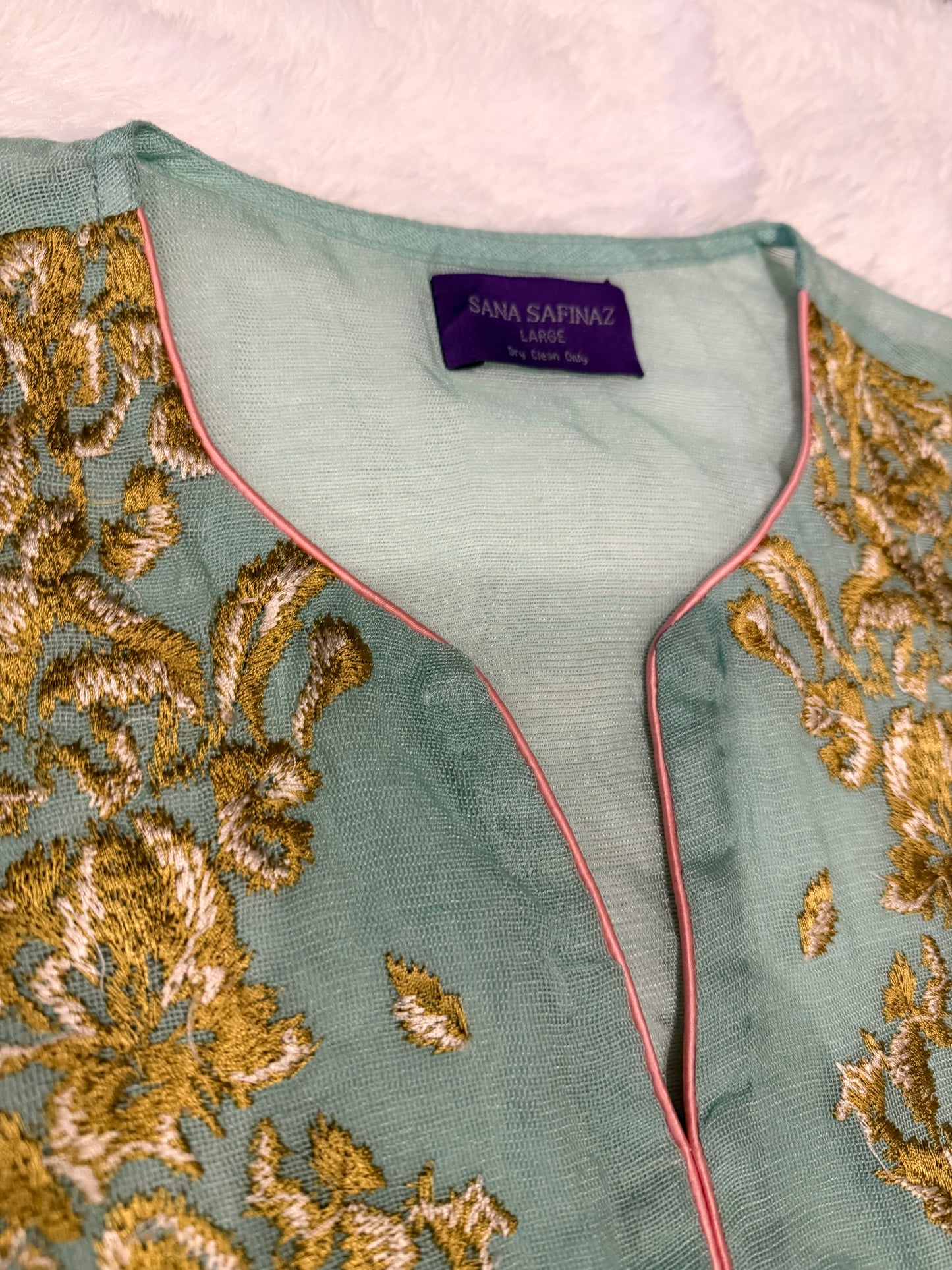 Sana Safinaz Light Turquoise Blue, Heaviy Embroidered Shirt