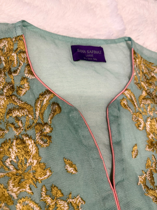 Sana Safinaz Light Turquoise Blue, Heaviy Embroidered Shirt