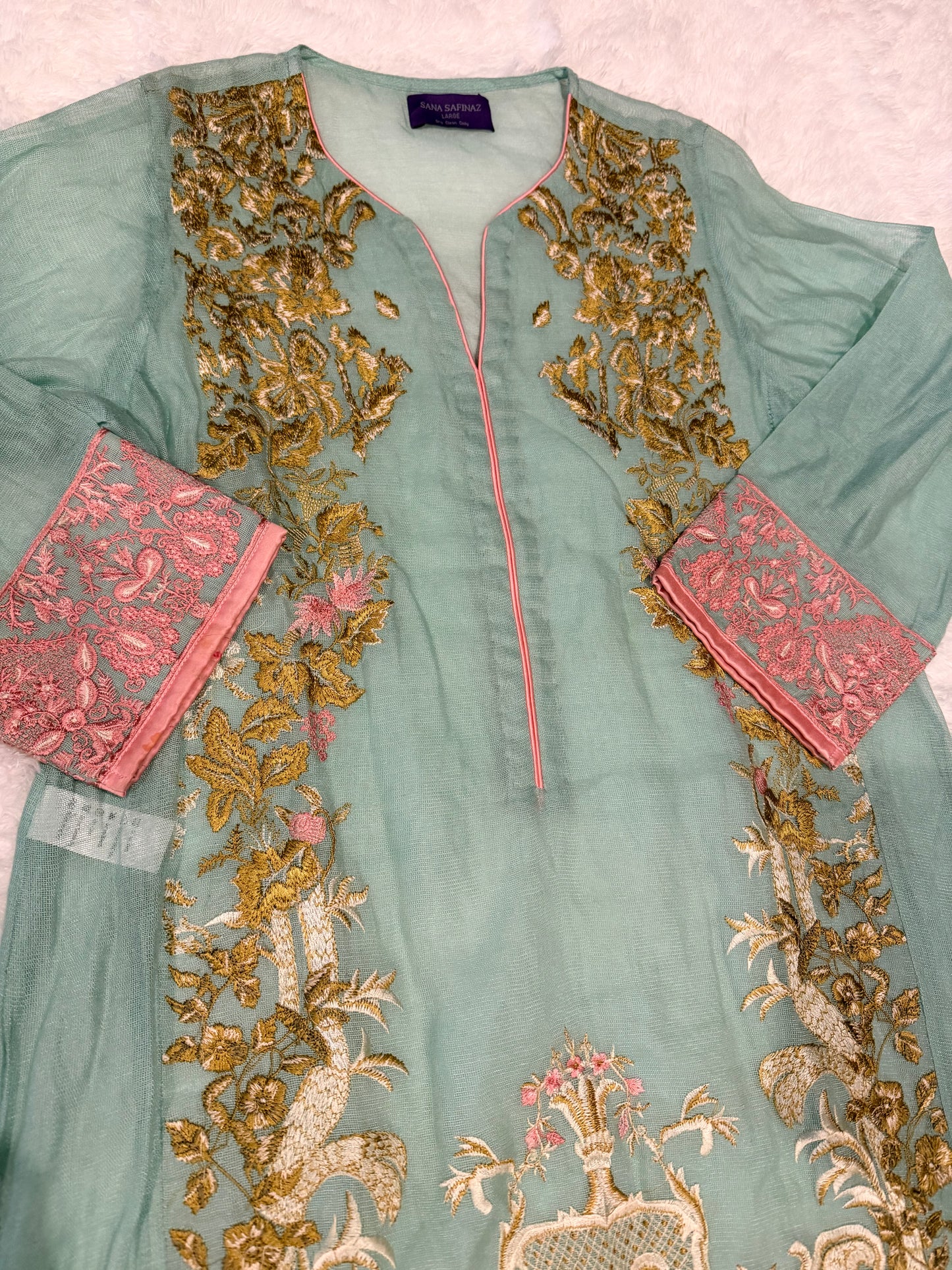 Sana Safinaz Light Turquoise Blue, Heaviy Embroidered Shirt