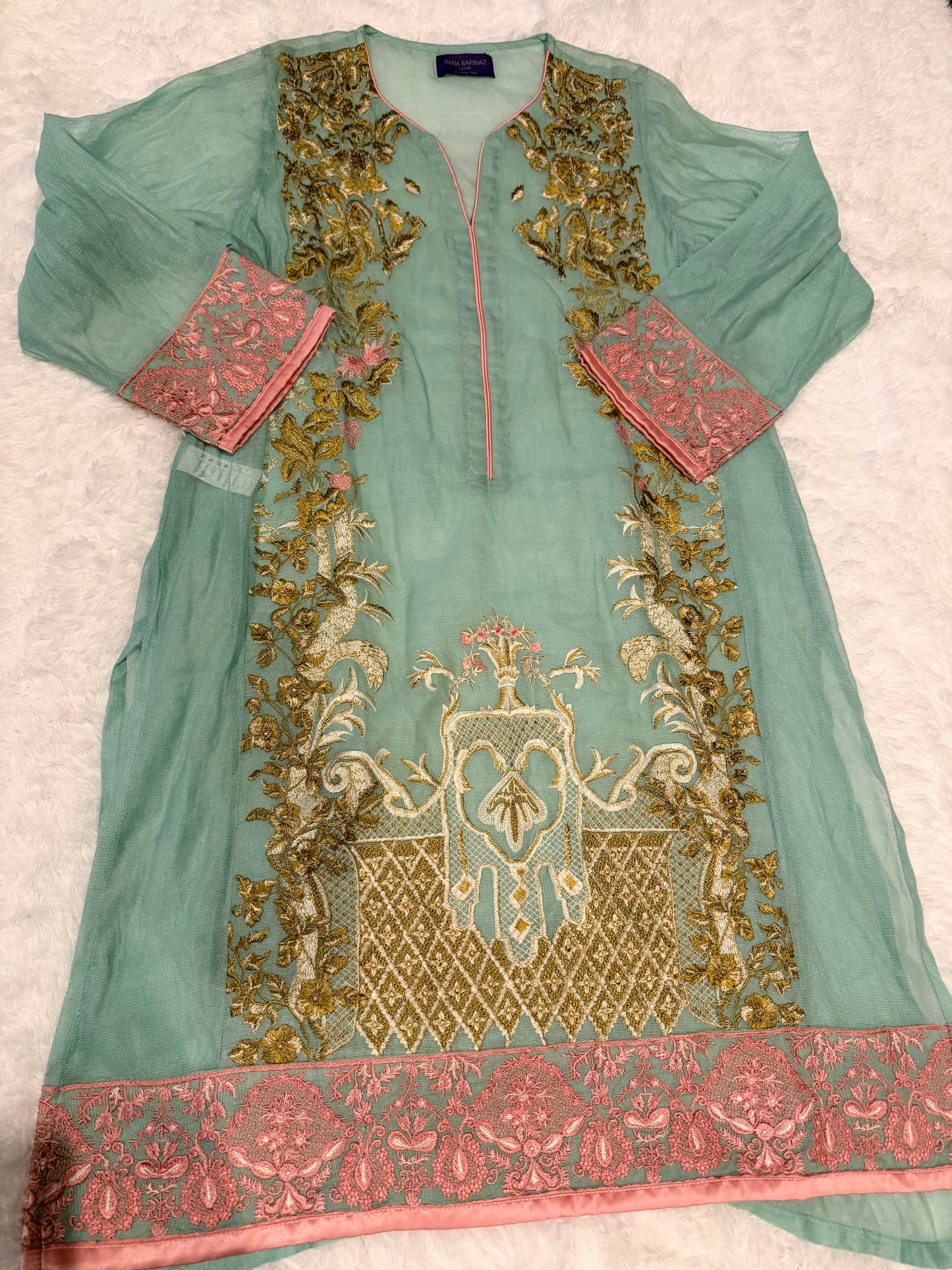 Sana Safinaz Light Turquoise Blue, Heaviy Embroidered Shirt