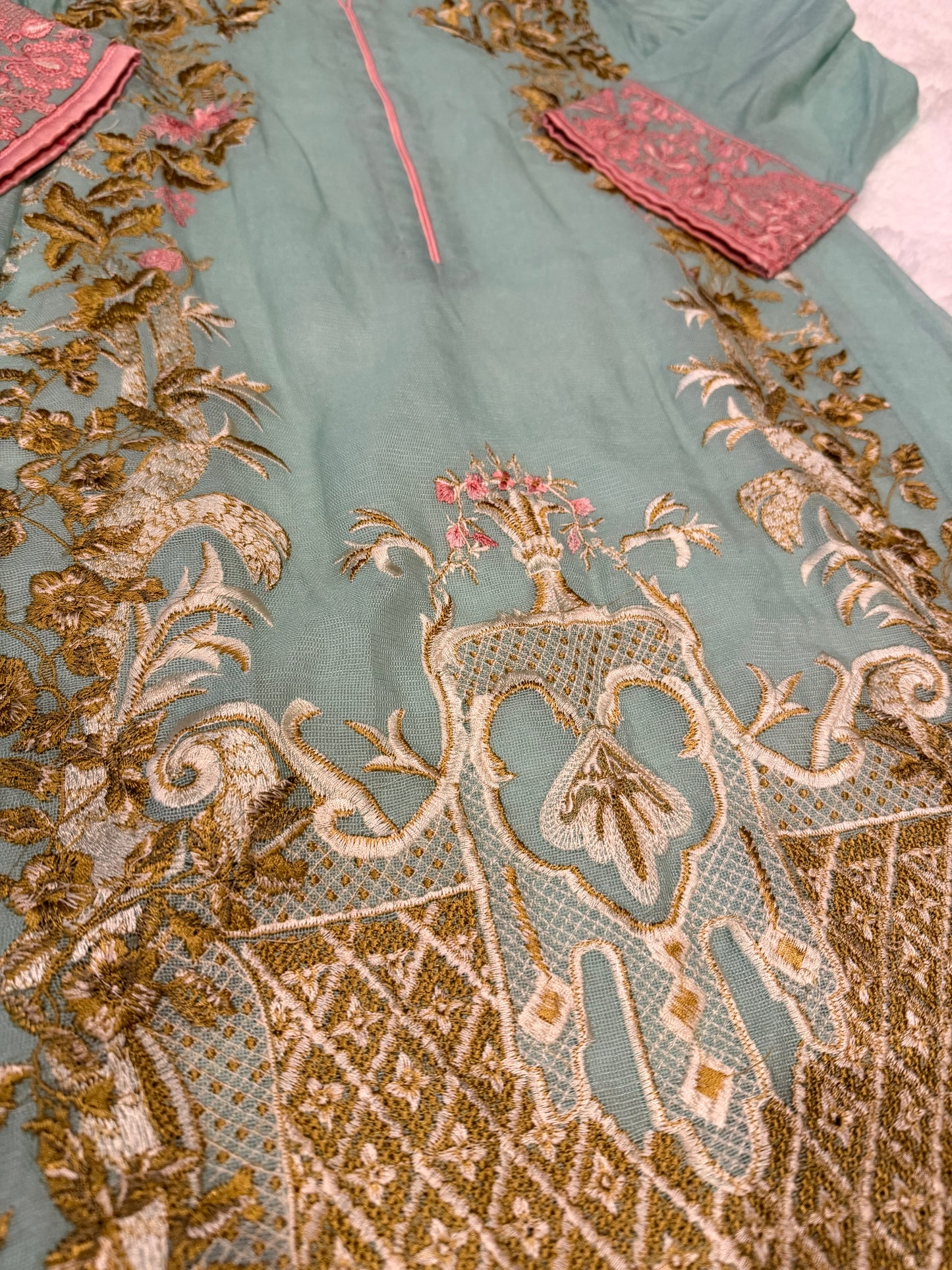 Sana Safinaz Light Turquoise Blue, Heaviy Embroidered Shirt
