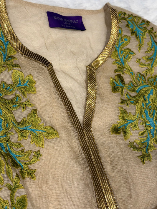 Sana Safinaz Beige, Heaviy Embroidered Shirt