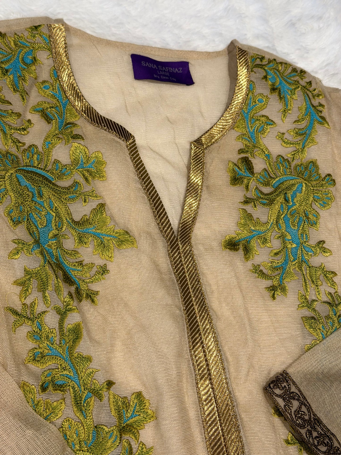 Sana Safinaz Beige, Heaviy Embroidered Shirt